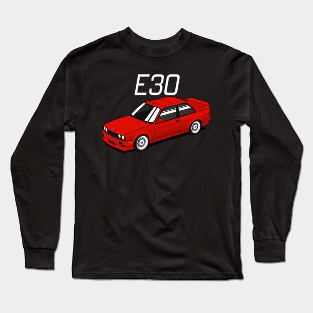 E30 bimmer red candy Long Sleeve T-Shirt by masjestudio